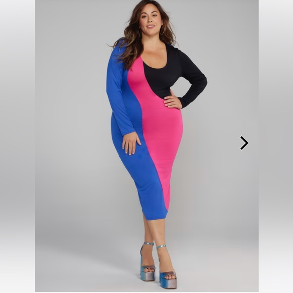 Fashion To Figure Colorblock Midi Dress - Picture 1 of 5